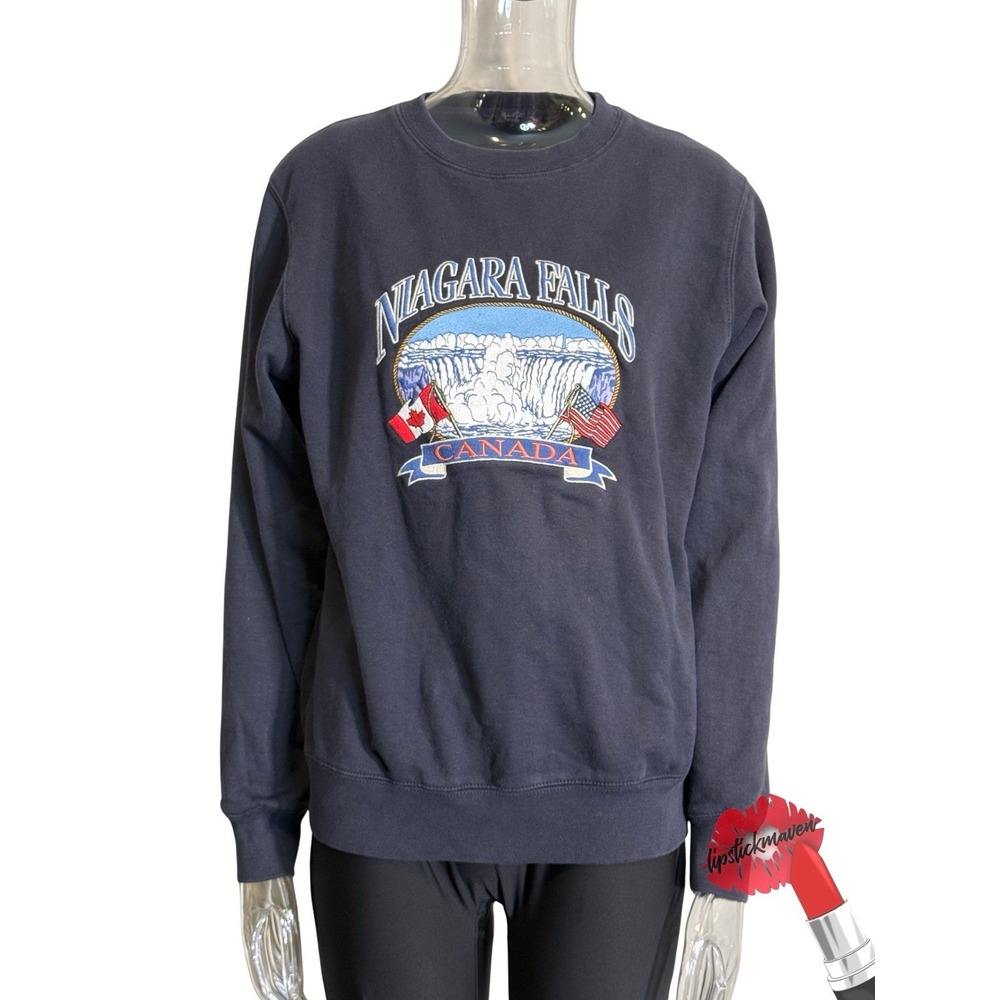 Brandi Melville Crewneck Womens O/S‎ Navy Blue Niagara Falls Canada Sweatshirt